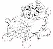 coloriage diddl et cherie au lit